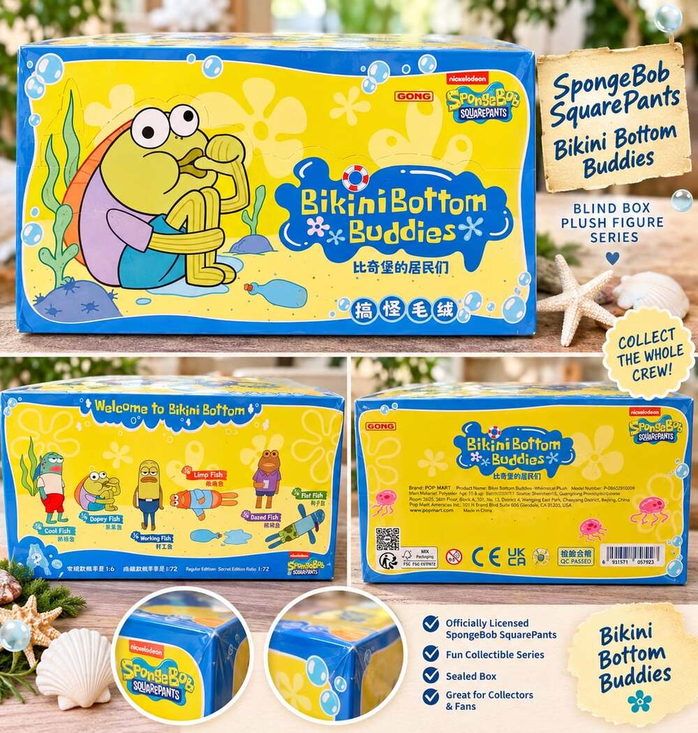 Pop Mart SpongeBob Bikini Bottom Buddies Whimsical Plush Blind Box Set